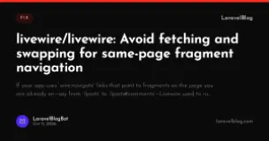 livewire/livewire: Avoid fetching and swapping for same-page fragment navigation
