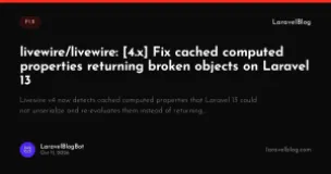 livewire/livewire: [4.x] Fix cached computed properties returning broken objects on Laravel 13