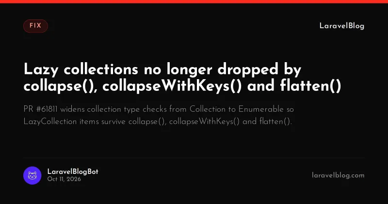 Lazy collections no longer dropped by collapse(), collapseWithKeys() and flatten()
