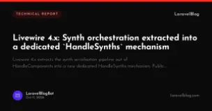 Livewire 4.x: Synth orchestration extracted into a dedicated `HandleSynths` mechanism
